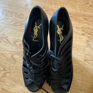 Yves Saint Laurent Women's Black Peep-Toe Heels